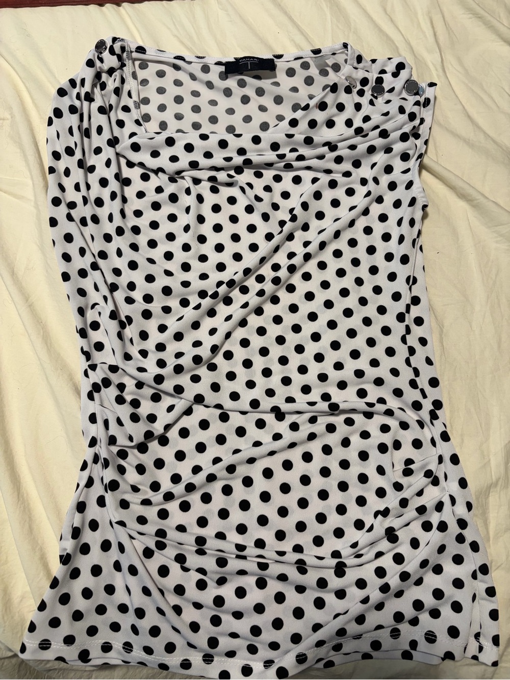 Tahari Black and White Polka Dot Blouse